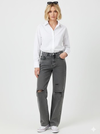 شلوار جین نیم بگ زنانه کد:7006