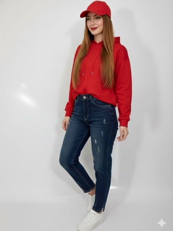 شلوار جین مام فیت زنانه کد 7087