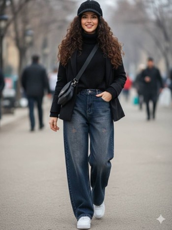 شلوار جین نیم بگ زنانه کد 70164