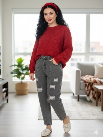 شلوار جین مام استایل زنانه کد 7082