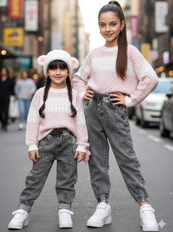 شلوار جین مام استایل بچگانه کد 70105