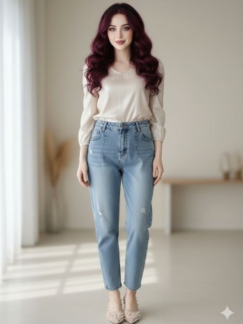 شلوار جین مام استایل زنانه کد 7079