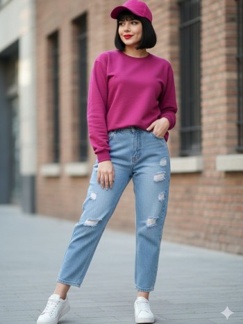 شلوار جین مام استایل زنانه کد 7093