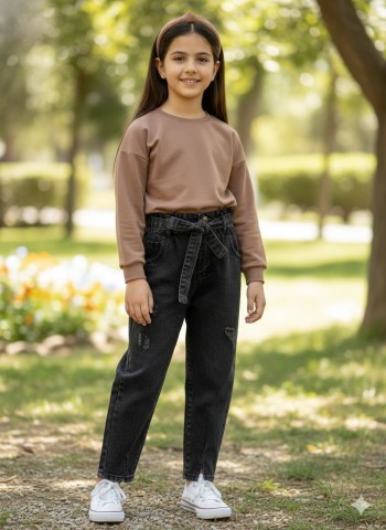 شلوار جین کمربند دار کد:7061