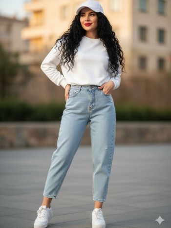 شلوار جین مام استایل زنانه کد 7096