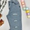 شلوار جین مام استایل زنانه آبی کد:7063