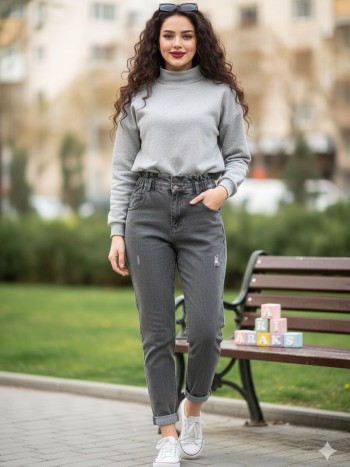 شلوار جین مام استایل زنانه کد 7084