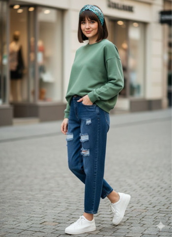 شلوار  جین مام استایل زنانه کد 70189