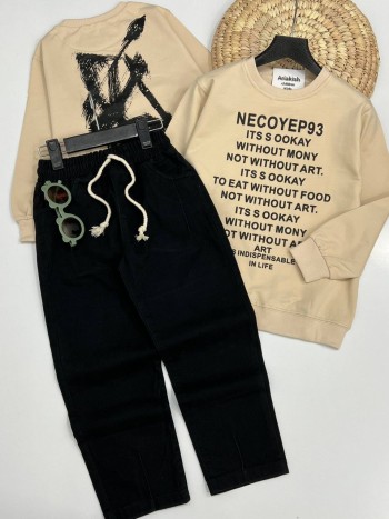 ست بلوز با شلوار مام کتان کد 10163