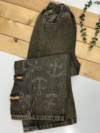 شلوار جین نگینی بچگانه کد 70282