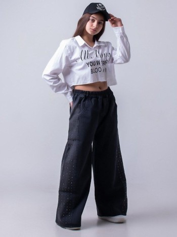 شلوار شافل نگینی جین کد 70259