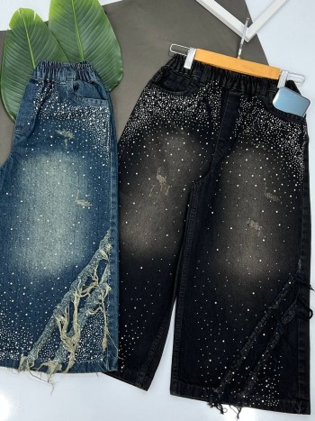 شلوار جین نگینی واید کد 70270