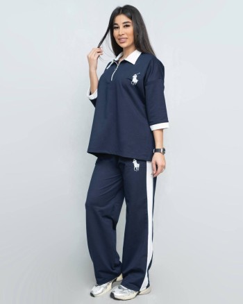 ست تیشرت و شلوار نیم زیپ یقه دار کد 8082