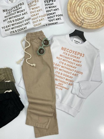 ست بلوز با شلوار مام کتان کد 10162