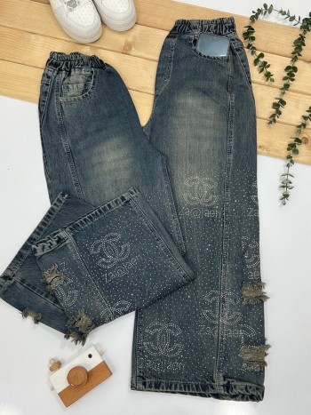 شلوار جین نگینی بچگانه کد 70284